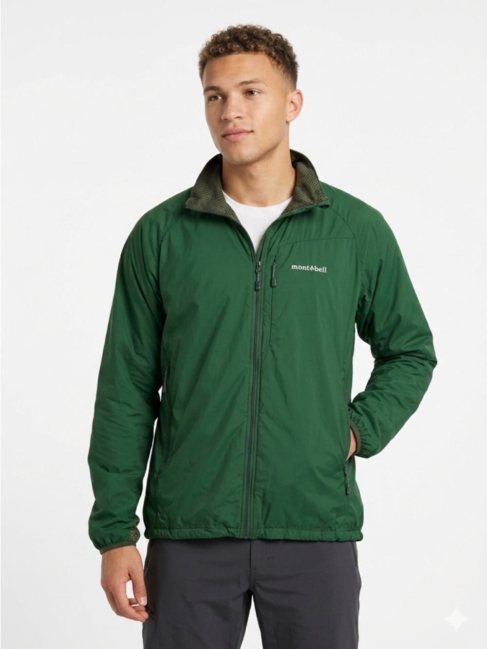 Montbell Light Shell Outer Jacket Climaplus Mesh Full Zip Green Mens XL
